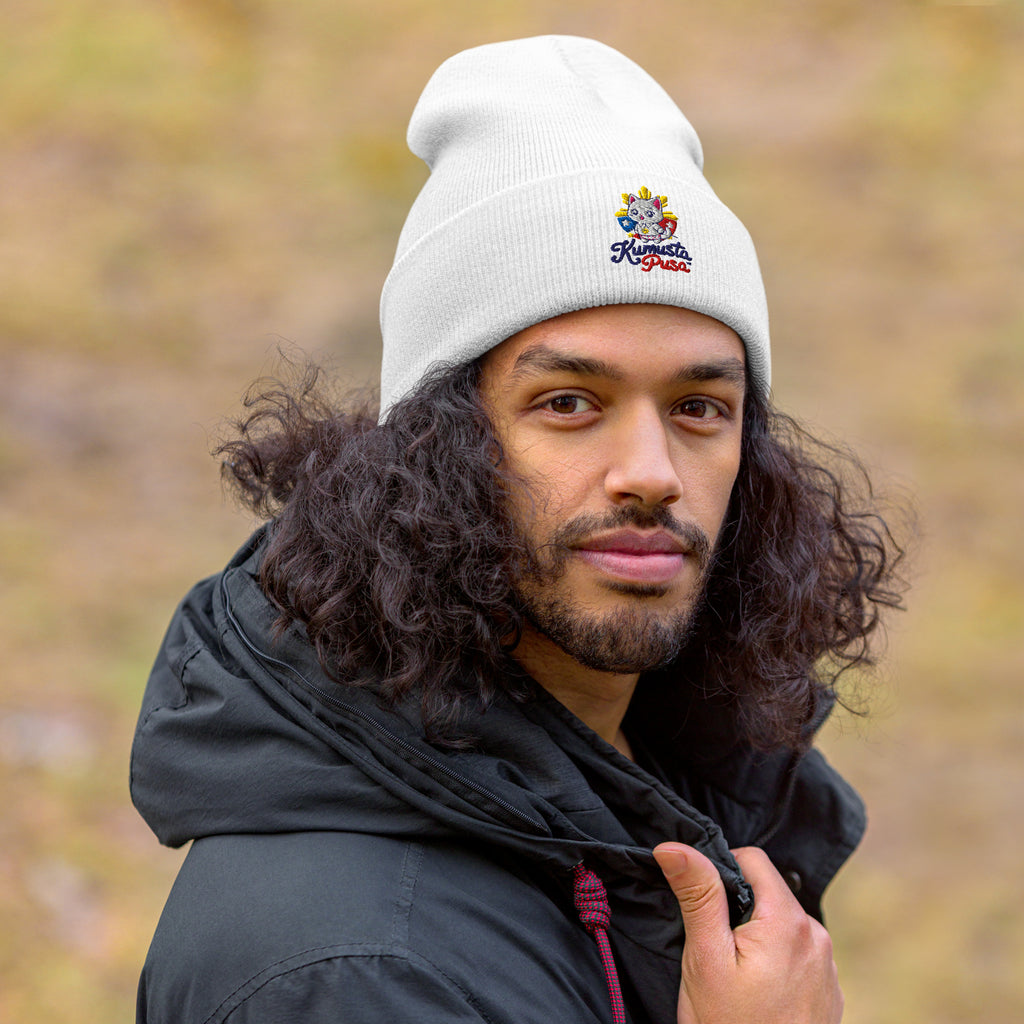 Cuffed beanie - white